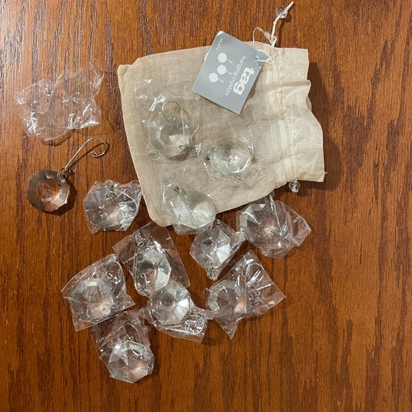 NEW Hanging Glass Crystals 1.25 in Set/12 Chandelier Prism Ornament Suncatcher - Picture 1 of 5